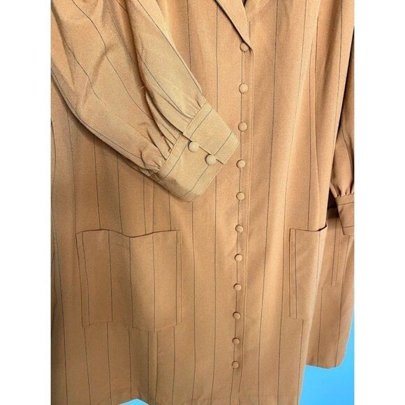 Danielle Bernstein Dress Women's 20W 2X Plus Size Brown Black Pinstripe V-Neck - Picture 8 of 15